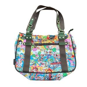 Tokidoki Carezza Eco Mondo Tote Bag Multi Color Cartoon Character Print Shoulder